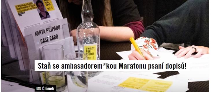 Staň se ambasadorem*kou Maratonu psaní dopisů!