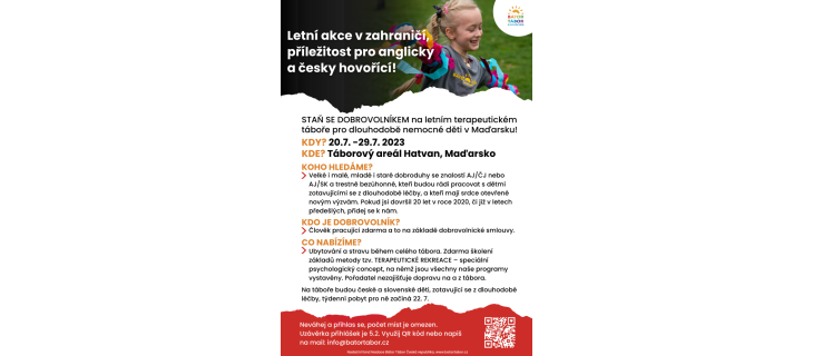 Letní terapeutický tábor pro dlouhodobě nemocné děti